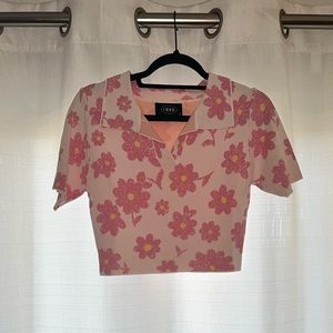 Cider Medium M cropped polo shirt collared shirt pink flowers never worn